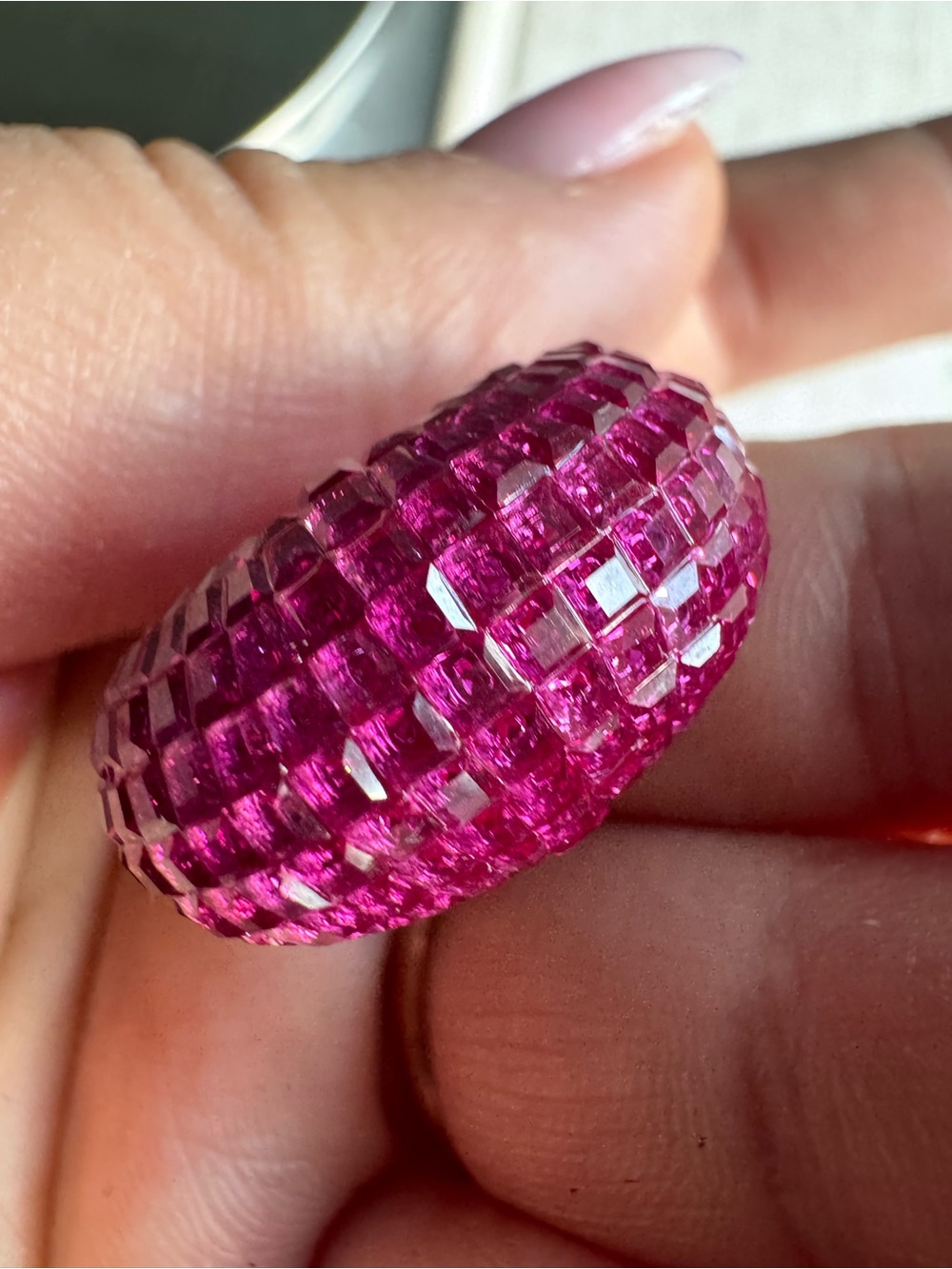 Stunning lab created domed ruby ring set in Sterling silver - Picture 3 of 15